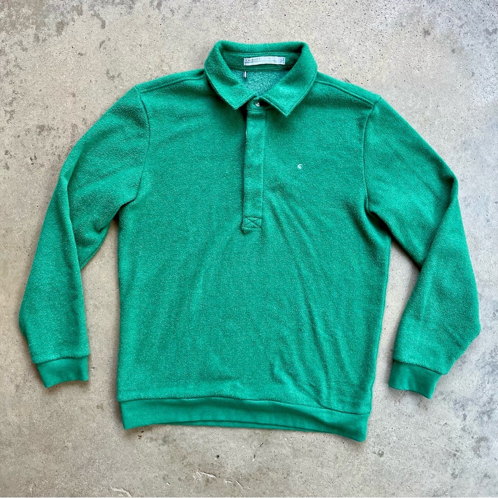 Criquet Quarter Button Sweater Pull over Medium Green